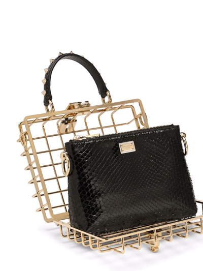 Shop Dolce & Gabbana Dolce Box Caged Top-handle Bag In Gold