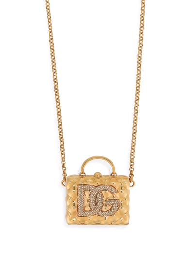 Dolce & Gabbana Crystal-embellished Logo Mini Bag In Gold