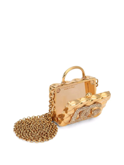 Dolce & Gabbana Crystal-embellished Logo Mini Bag In Gold