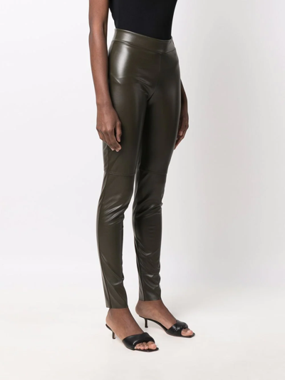 Shop Wolford Estella Faux-leather Leggings In Green