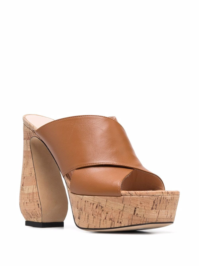 Shop Si Rossi Cork Platform Open-toe Sandals In Brown