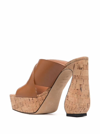 Shop Si Rossi Cork Platform Open-toe Sandals In Brown