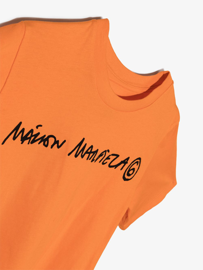 Mm6 Maison Margiela Teen Logo Print T-shirt In Orange
