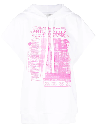 Shop Philosophy Di Lorenzo Serafini Graphic Logo-print Short-sleeve Hoodie In White