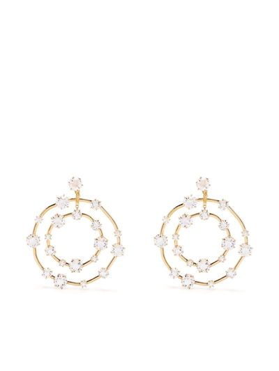 Shop Swarovski Constella Circular Earrings In Gold