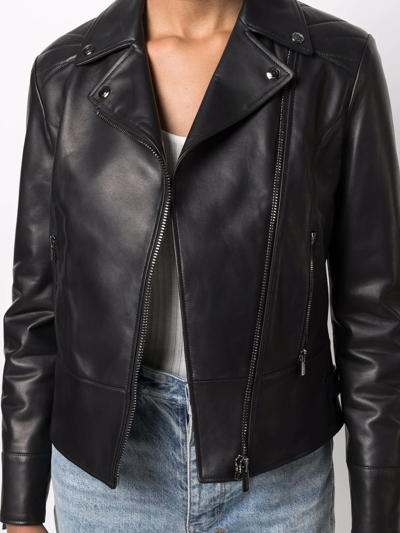 Shop Bally Asymmetric Leather Biker Jacket In Black