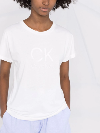 Shop Calvin Klein Logo-print Short-sleeve T-shirt In White