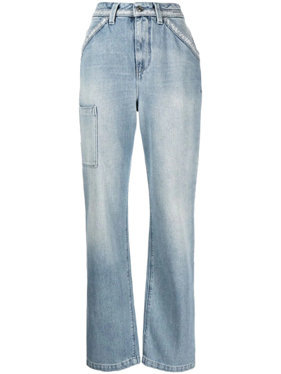 Shop Rta Multi-pocket Straight Leg Jeans In Blue