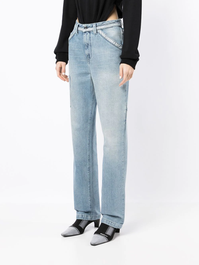 Shop Rta Multi-pocket Straight Leg Jeans In Blue