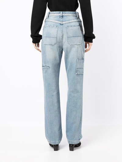 Shop Rta Multi-pocket Straight Leg Jeans In Blue