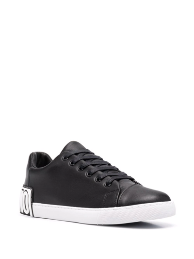 Shop Moschino Logo-heel Low-top Sneakers In Black