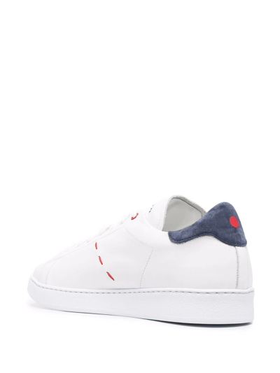 Shop Kiton Leather Low-top Sneakers In White
