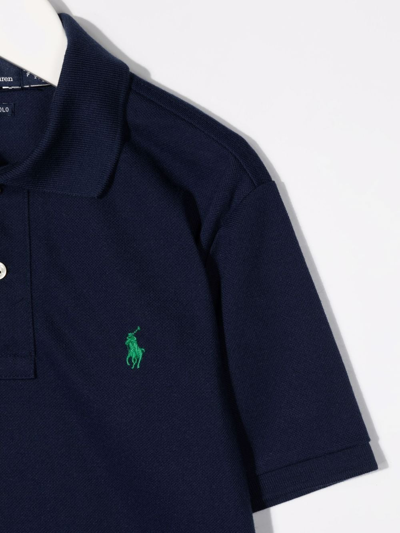 Shop Ralph Lauren Embroidered-logo Short-sleeved Polo Shirt In Blue
