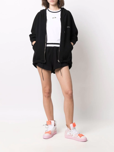 Shop Msgm Logo-print Track Shorts In Black