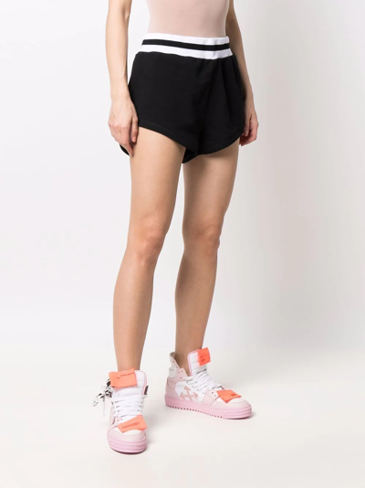 Shop Msgm Logo-print Track Shorts In Black