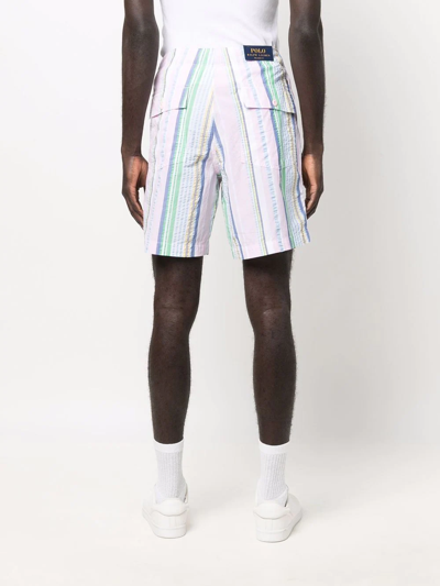 Shop Polo Ralph Lauren Striped Deck Shorts In Pink