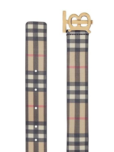 Shop Burberry Monogram-buckle Vintage Check Belt In Neutrals