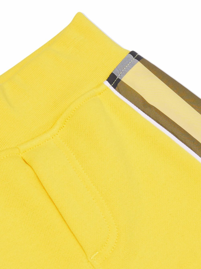 Shop Burberry Check Panel Relaxed Shorts In Yellow
