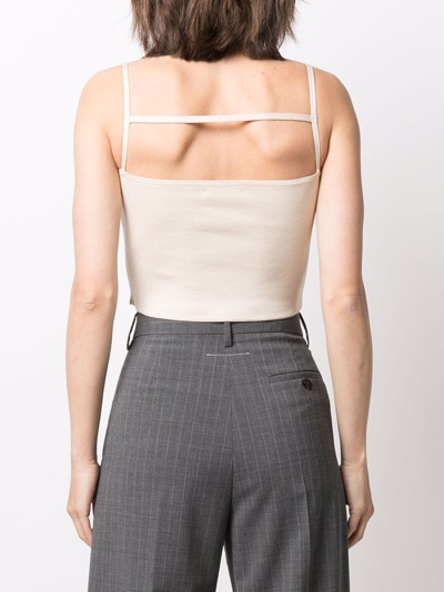 Shop Agnona Cropped Strappy Vest Top In Neutrals