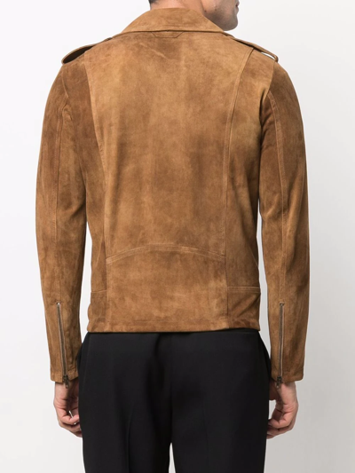 Salvatore Santoro Giubbino Biker In Pelle Ovina In Brown