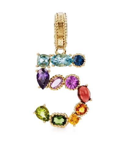 Shop Dolce & Gabbana 18kt Yellow Gold Number 5 Gemstone Pendant