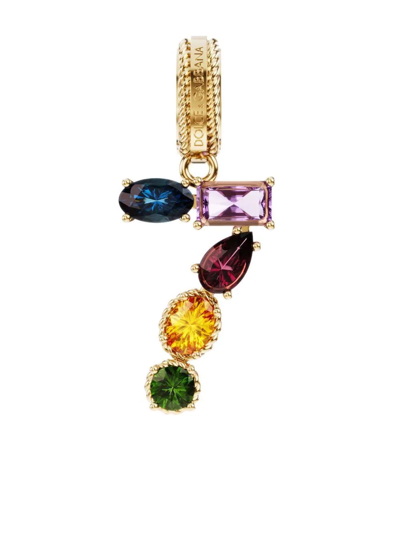 Shop Dolce & Gabbana 18kt Yellow Gold Number 7 Gemstone Pendant