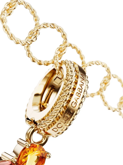 Shop Dolce & Gabbana 18kt Yellow Gold Number 4 Gemstone Pendant