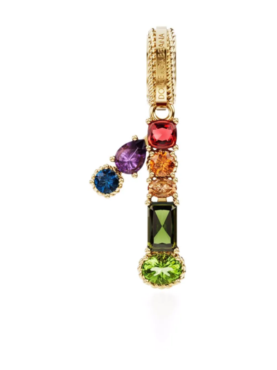 Dolce & Gabbana 18kt Yellow Gold Number 1 Gemstone Pendant In Gold