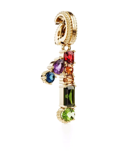 Dolce & Gabbana 18kt Yellow Gold Number 1 Gemstone Pendant In Gold