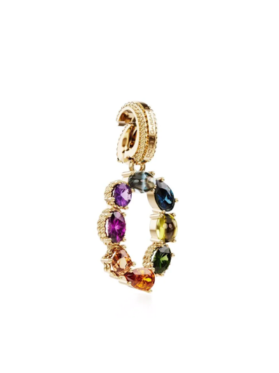 Shop Dolce & Gabbana 18kt Yellow Gold Number 0 Gemstone Pendant