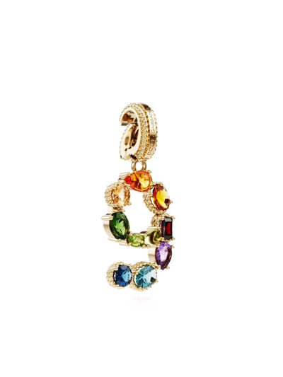 Shop Dolce & Gabbana 18kt Yellow Gold Number 9 Gemstone Pendant