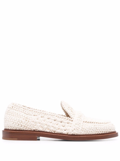 Chloé Ivory Crochet Kalya Loafers Nd Chloe Donna 40 In Neutrals