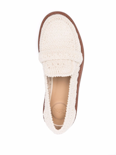 Chloé Ivory Crochet Kalya Loafers Nd Chloe Donna 40 In Neutrals