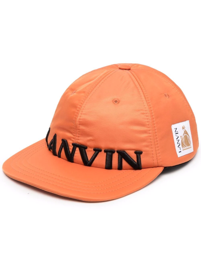 Shop Lanvin Embroidered-logo Baseball Cap In Orange