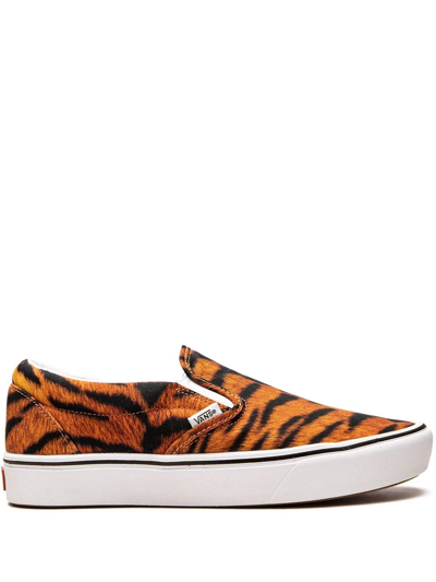 Shop Vans Comfycush Slip-on "tiger" Sneakers In Brown