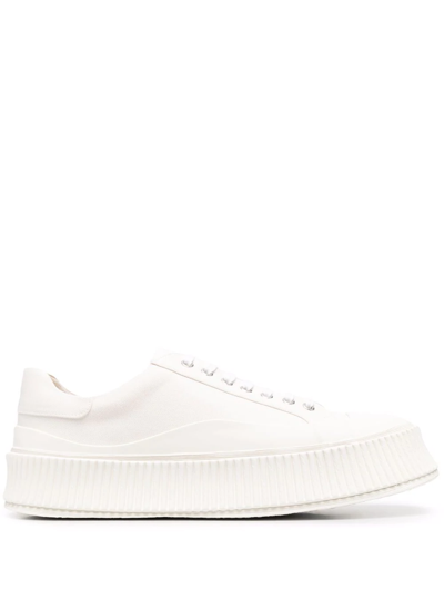 Shop Jil Sander Low-top Lace-up Sneakers In White