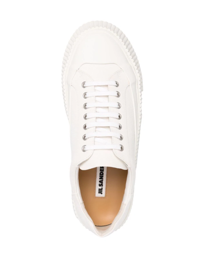 Shop Jil Sander Low-top Lace-up Sneakers In White