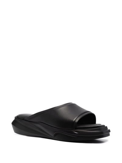 Alyx Mono Leather Slide Sandals In Black