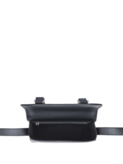 Shop Burberry Rider Embossed-check Leather Messenger Bag In Black