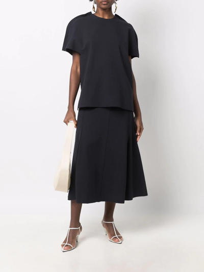 Jil Sander Sculpted Short-sleeve Blouse In Blue