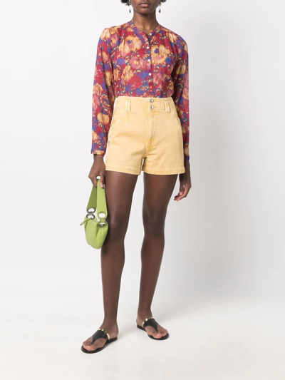 Shop Isabel Marant Étoile Tihiana High-waist Shorts In Yellow