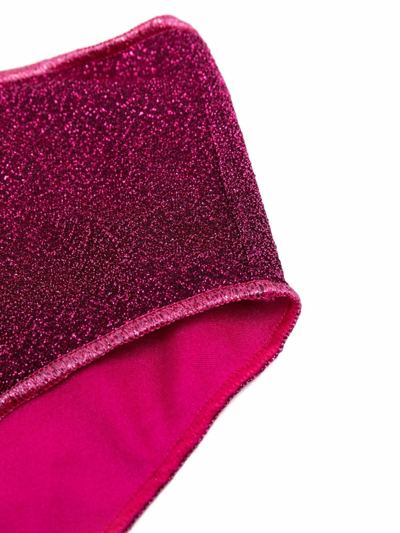Shop Oseree Metallic One-shoulder Bikini Set In Pink