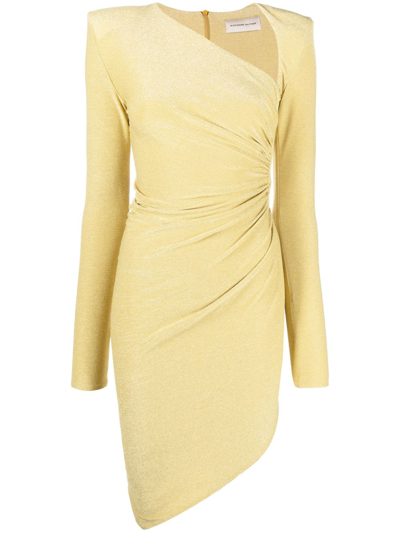 Shop Alexandre Vauthier Metallic-sheen Asymmetric Fitted Dress In Yellow