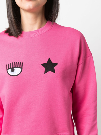 Shop Chiara Ferragni Embroidered-logo Sweatshirt In Pink