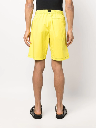 Shop Msgm Contrast Stitching Track Shorts In Yellow