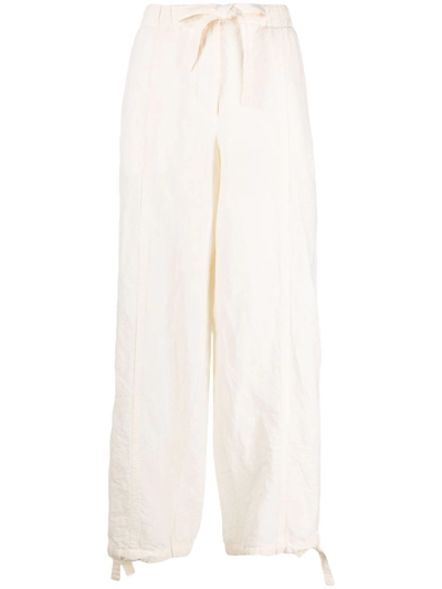 Shop Jil Sander Tied-waist Straight Trousers In White