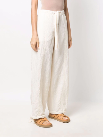 Jil Sander Trousers With Drawstring In White