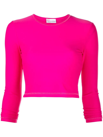 Shop Red Valentino Cropped Stretch-jersey Top In Pink
