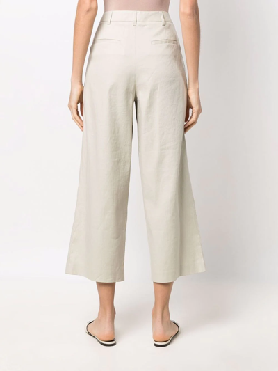 Shop Fabiana Filippi Cropped Tailored Trousers In Neutrals