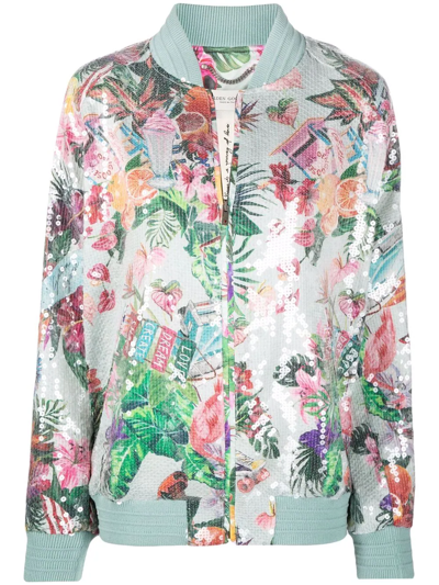 Golden Goose Erika Bomber In Multicolor Polyester In Green